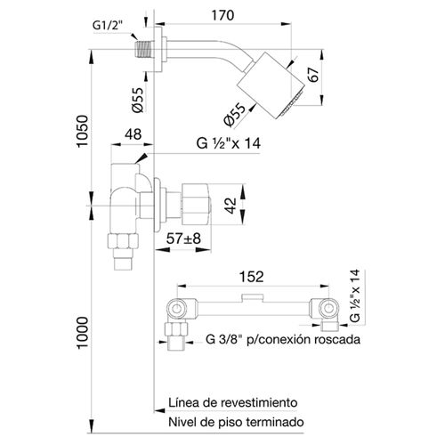 Grifería Fv Arizona Plus Para Ducha Y Bañera Sin Transferencia