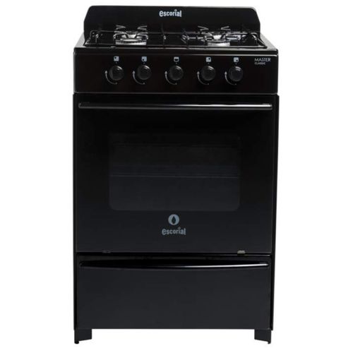 Cocina Gas Envasado 4 Hornallas Escorial Master Classic Negra