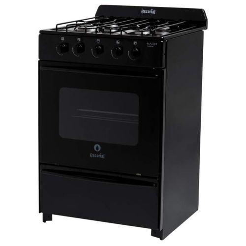 Cocina Gas Envasado 4 Hornallas Escorial Master Classic Negra