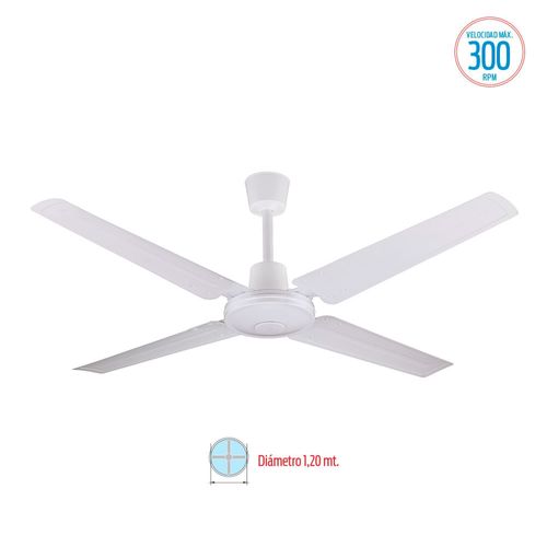 Ventilador De Techo Liliana Sin Luz Blanco 4 Palas Metálicas 5 Velocidades