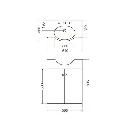 Kit Vanitory 64Cm Ferrum Venecia 1 Agujero Y6V1F Blanco