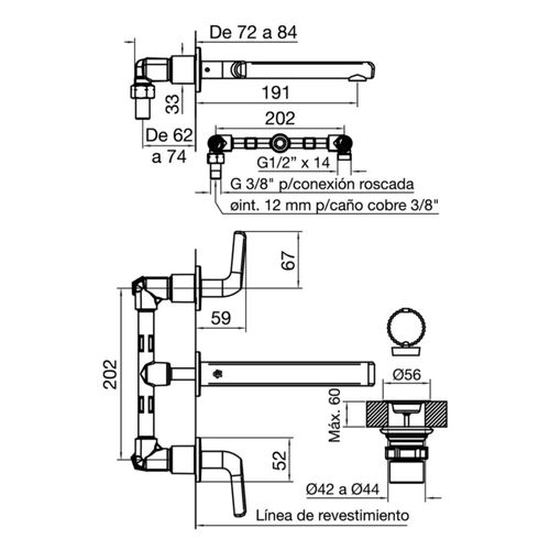 Grifería Fv Ciprés Para Lavatorio De Pared