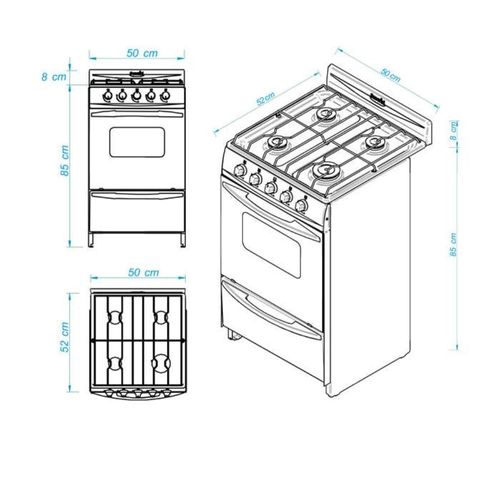 Cocina Gas Natural 4 Hornallas Escorial Palace Cristal Blanca