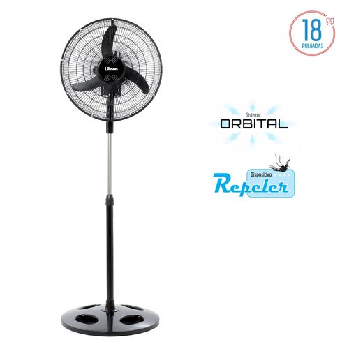 Ventilador De Pie Liliana 18" Negro 3 Aspas Negras 3 Velocidades