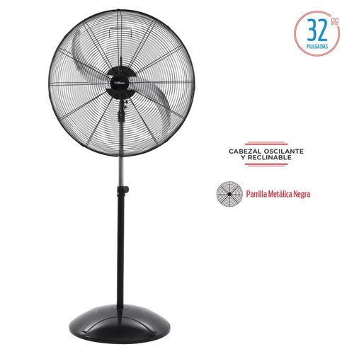 Ventilador De Pie Industrial Liliana 32" Negro 2 Aspas Metálicas 3 Velocidades