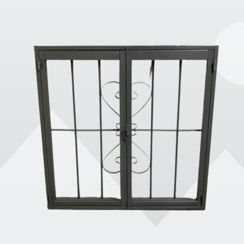 Ventana De Abrir Hierro Mena 100X100 Negra Con Reja