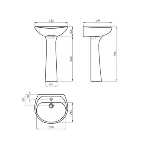 Pie Columna De Lavatorio Ferrum Andina Ctf Dorado