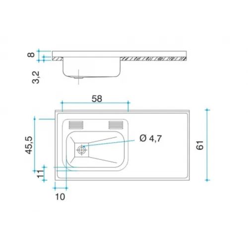 Mesada De Acero 430 Johnson 1.40X0.51 Con Pileta Simple Zz52B