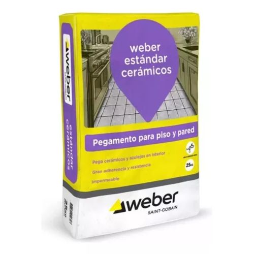 Pegamento Weber Estándar Impermeable X 25 Kg
