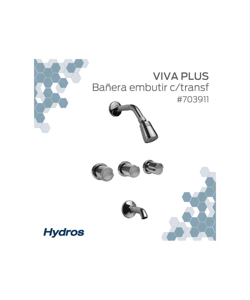 Griferia Baño Ducha Viva Cromo Hydros Ext Con Transferencia