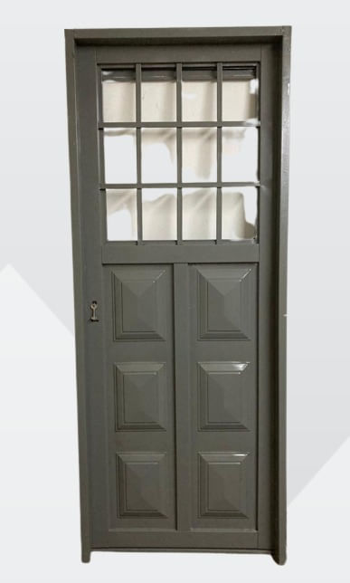 Puerta De Chapa Media Reja Punta Diamante Mena 80X200 Izquierda