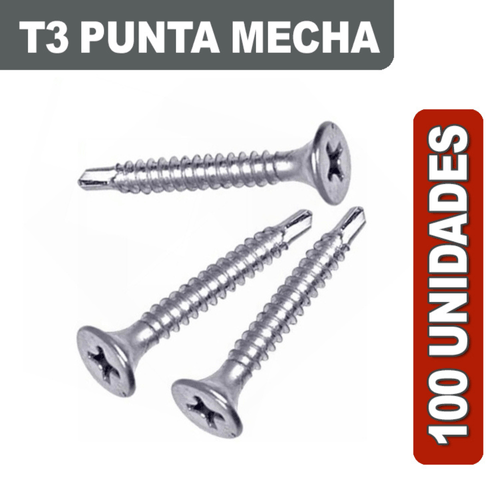 Tornillo T3 Para Durlock X 100 Unidades