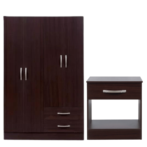 Combo Placard 4 Puertas y Mesa de Luz 1 Cajón Ricchezze Benevento Moro - Web