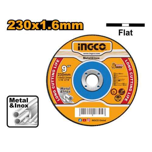 Disco de Corte para Metal Ingco 230x1,6x22,2mm