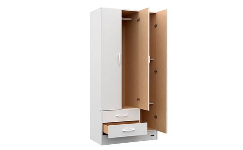 Placard Mosconi 3 Puertas 2 Cajones 85×181×46 cm Blanco