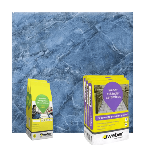 Combo Piso Allpa Barcelos Azul 36x36 Con Pastina y Pegamento WEB