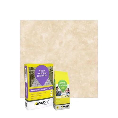 Combo Cerámica Cortines Urbana Beige 45X45 cm 2da Calidad Con Pastina y Pegamento WEB