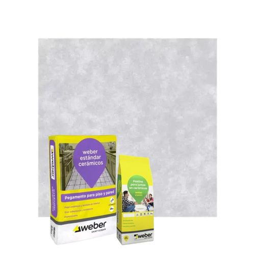 Combo Cerámica Cortines Urbana Gris 45X45 2da Calidad Con Pastina y Pegamento WEB