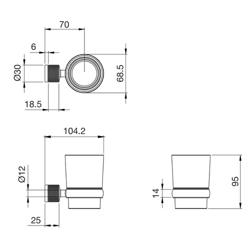 Portavaso y Cepillo Peirano Fabric Dorado