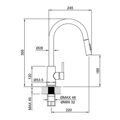 Griferia de Cocina Peirano Valencia Monocomando 20-122/CR
