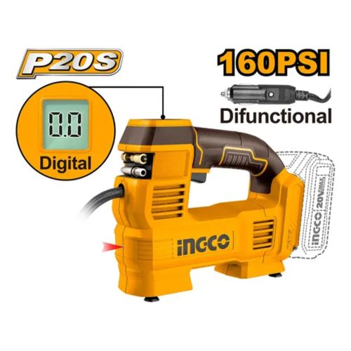 Compresor De Aire Inalámbrico 160psi 1 bar 20V Ingco CACLI2012